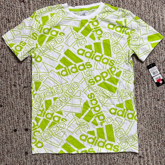 Boys large lime green adidas logo shirt